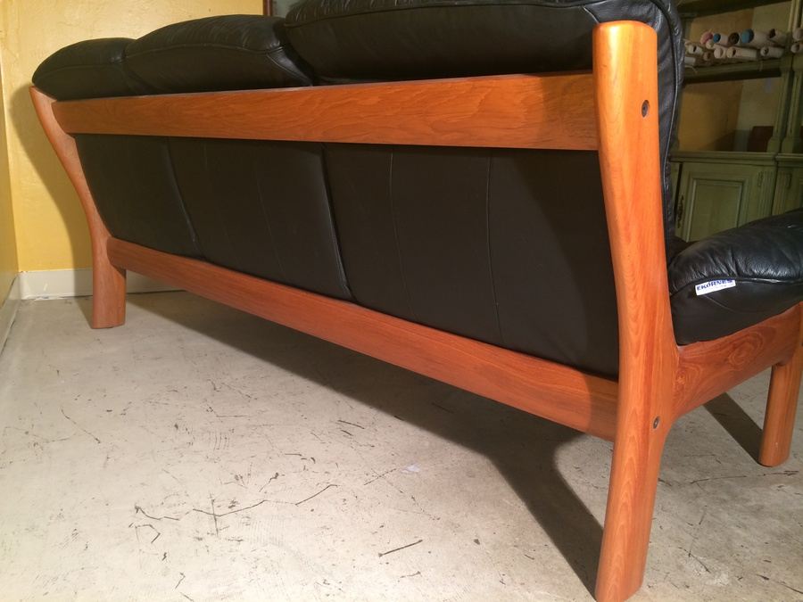 Ekornes Teak and Black Leather Sofa - Made in Norway [Photo 8]