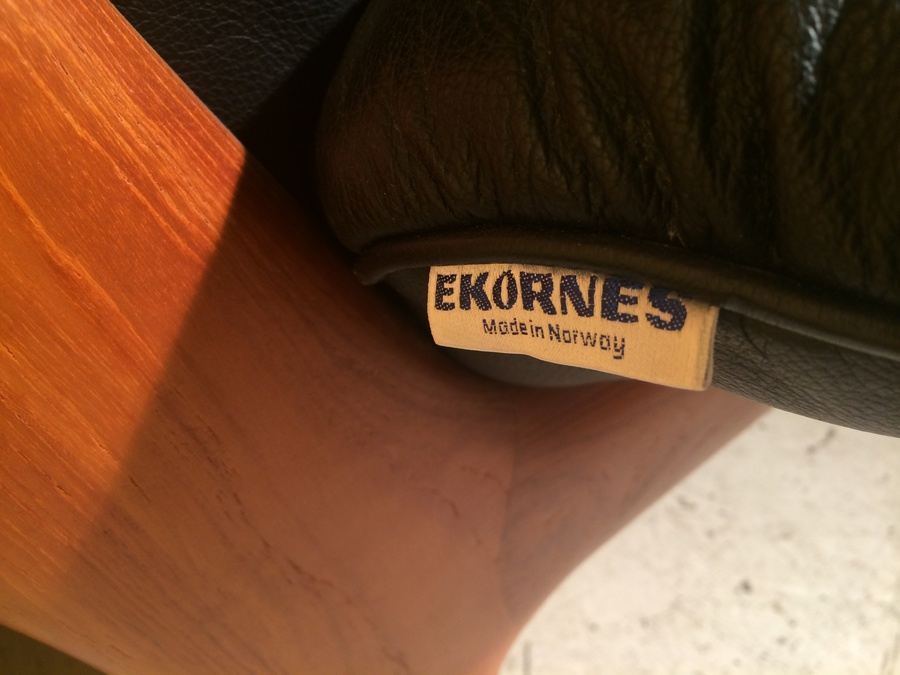 Ekornes Teak and Black Leather Sofa - Made in Norway [Photo 4]