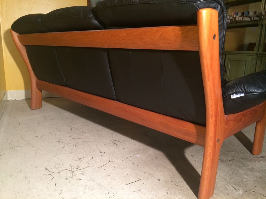 Ekornes Teak and Black Leather Sofa - Made in Norway [Photo 7]