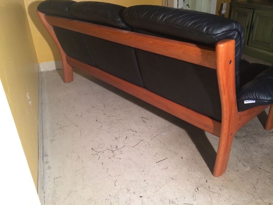 Ekornes Teak and Black Leather Sofa - Made in Norway [Photo 6]