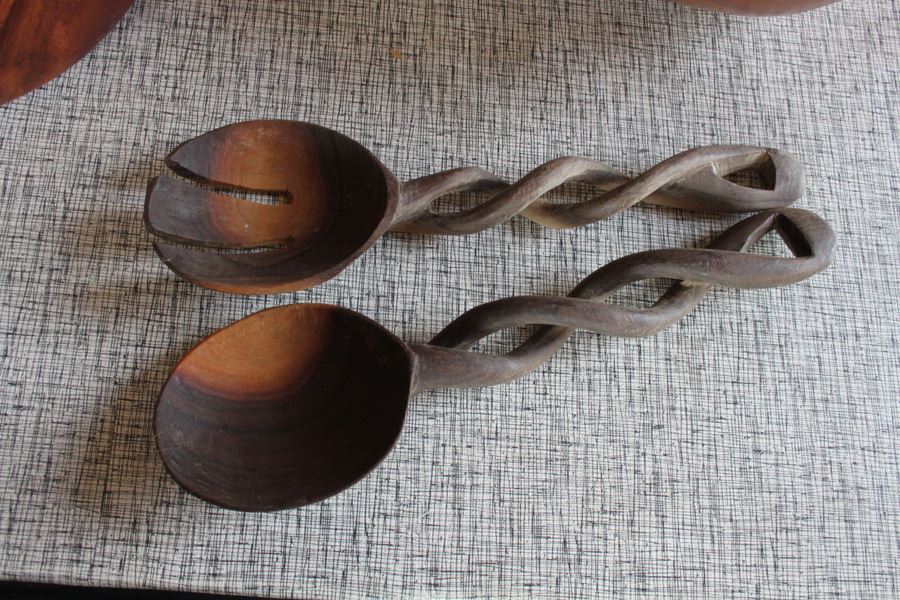 Wooden Bowl Salad Serving Set Lot [Photo 4]