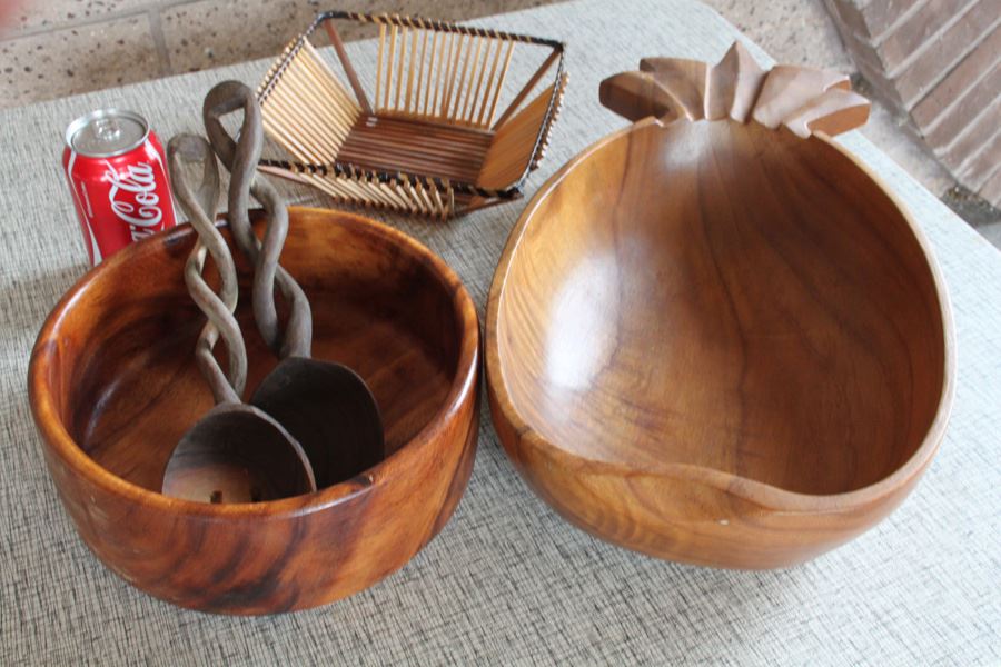 Wooden Bowl Salad Serving Set Lot [Photo 2]