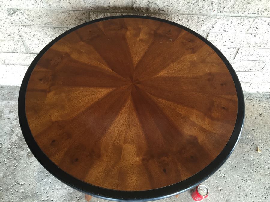 Nice Two Tier Wooden Table With Brass Lion Accents [Photo 8]