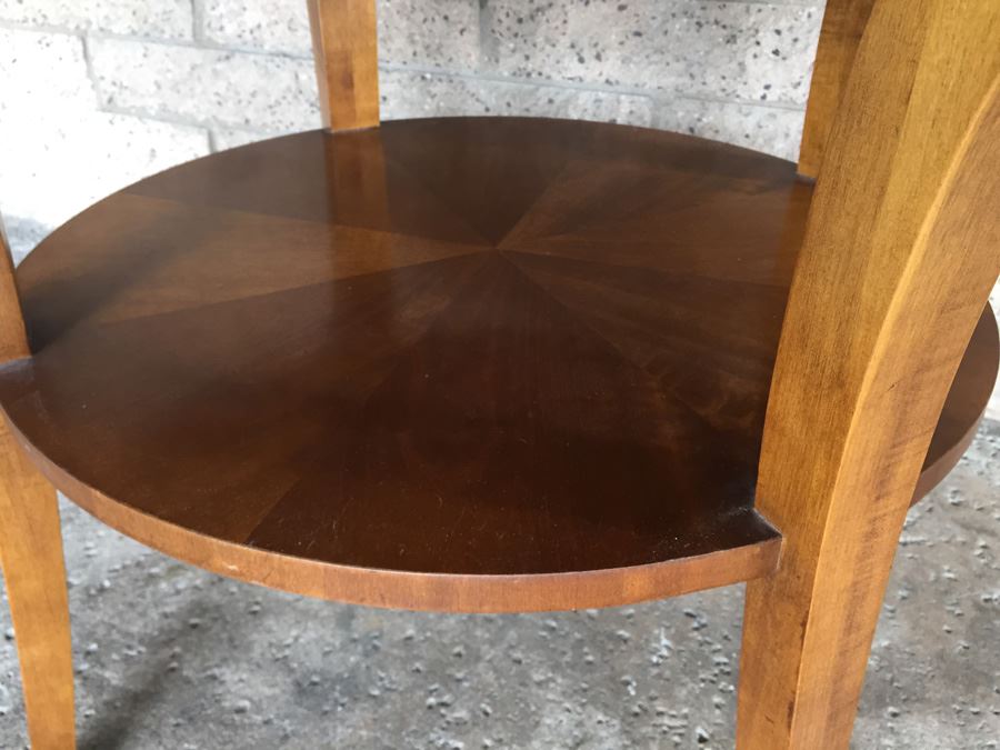 Nice Two Tier Wooden Table With Brass Lion Accents [Photo 5]