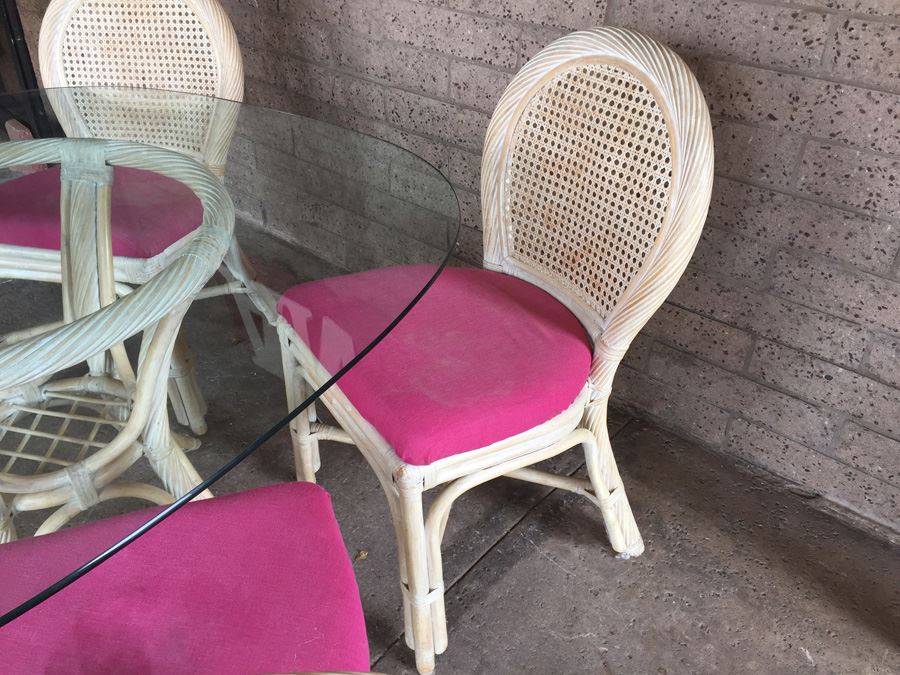 Glass Top Table With Four Cane Back Chairs [Photo 9]