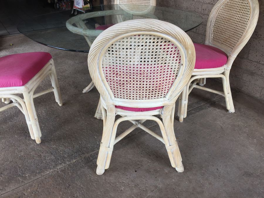 Glass Top Table With Four Cane Back Chairs [Photo 8]