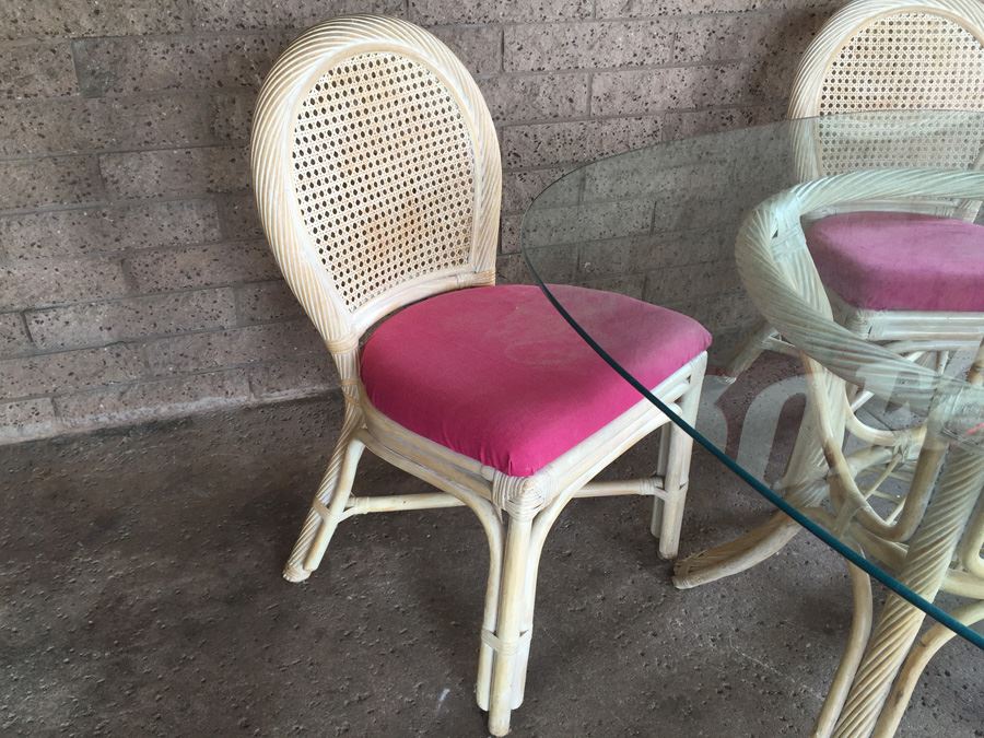 Glass Top Table With Four Cane Back Chairs [Photo 10]