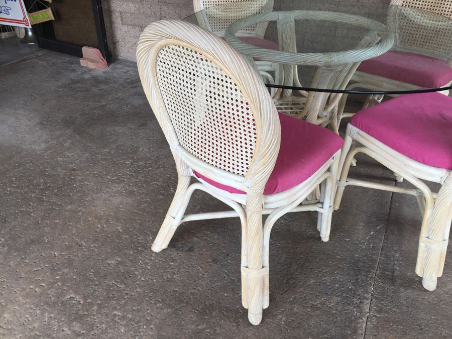 Glass Top Table With Four Cane Back Chairs [Photo 2]