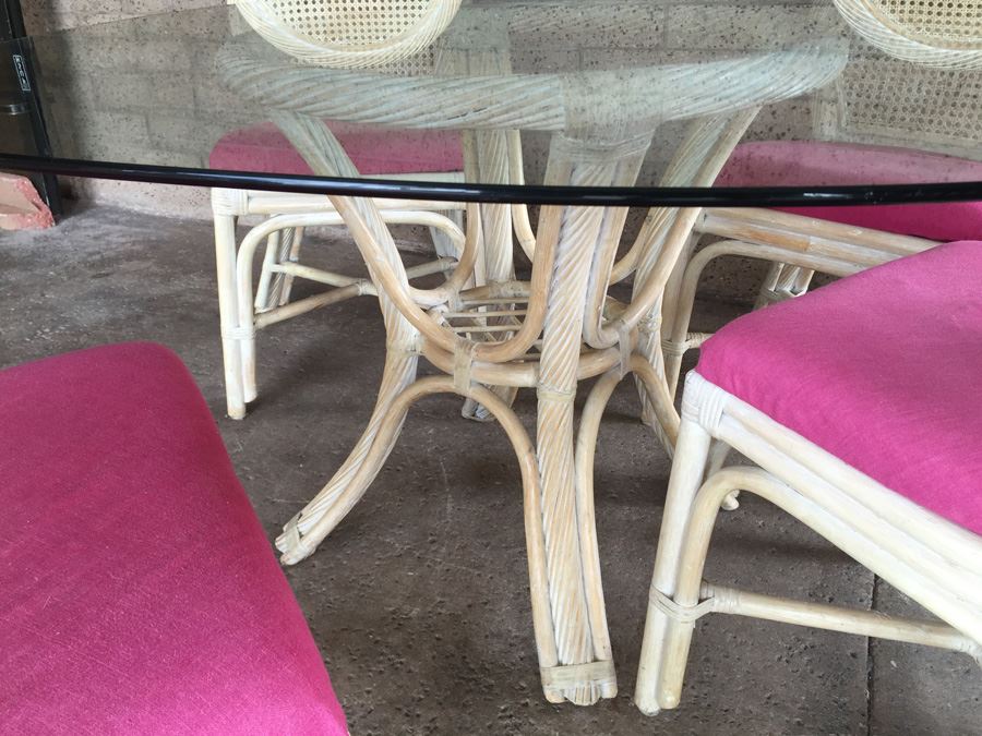 Glass Top Table With Four Cane Back Chairs [Photo 6]