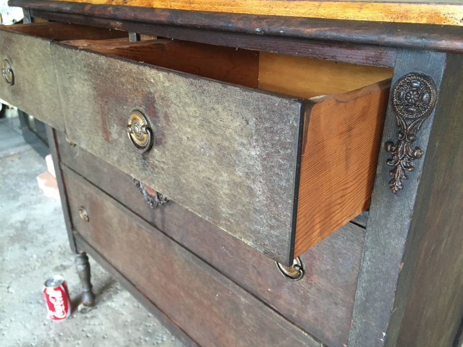 Vintage Wooden Dresser On Casters Shabby Chic [Photo 8]