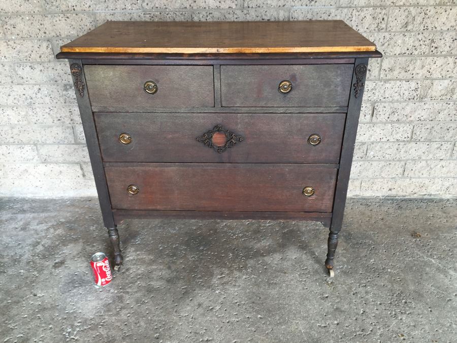 Vintage Wooden Dresser On Casters Shabby Chic [Photo 4]