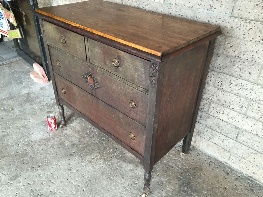 Vintage Wooden Dresser On Casters Shabby Chic [Photo 5]