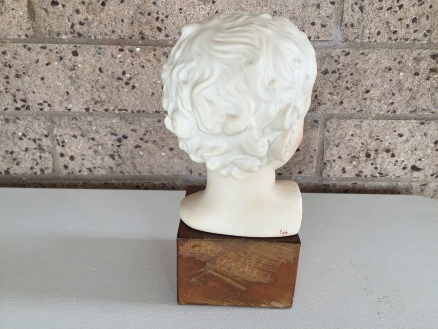 Cybis Porcelain Vintage 1974 Signed Bust Of Child's Head On Wood Block 9 1/2' Tall Estimate $100-$200 [Photo 8]
