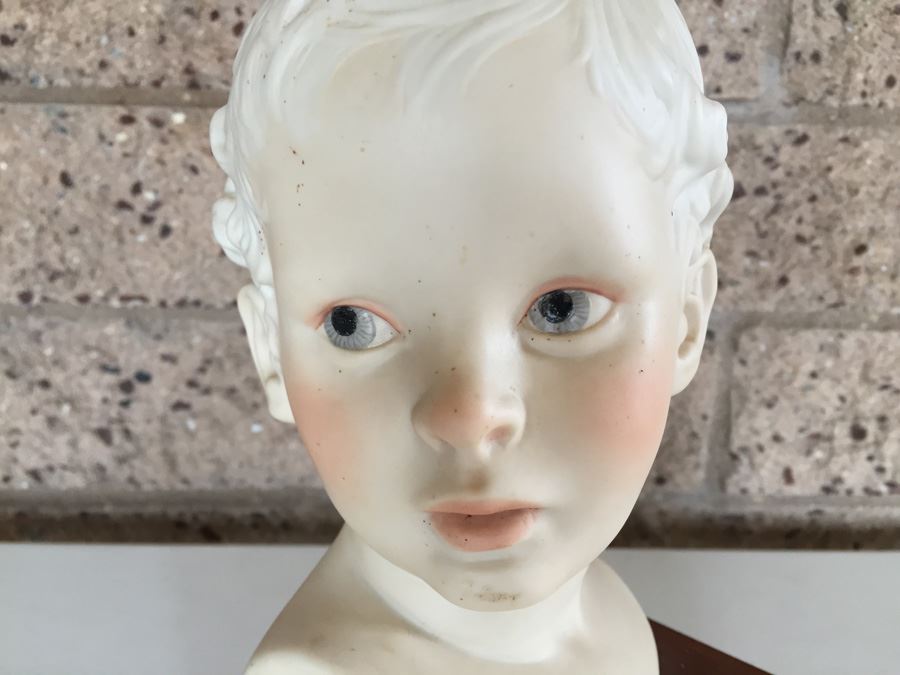 Cybis Porcelain Vintage 1974 Signed Bust Of Child's Head On Wood Block ...