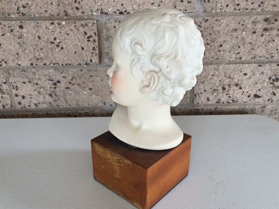 Cybis Porcelain Vintage 1974 Signed Bust Of Child's Head On Wood Block 9 1/2' Tall Estimate $100-$200 [Photo 9]