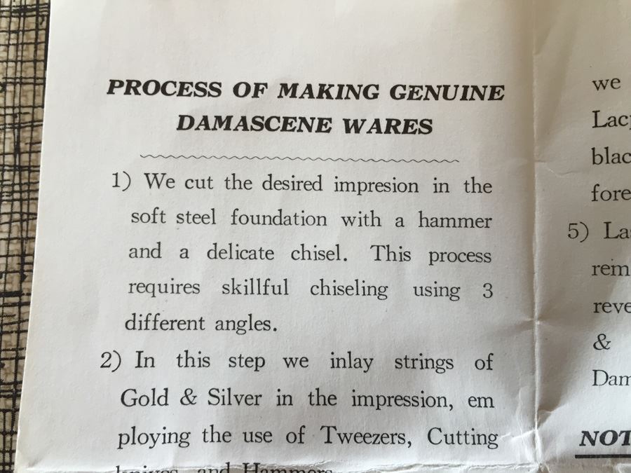 Damascene Wares Gold Cufflink And Tie Clip Set In Original Box Asian Motif [Photo 2]