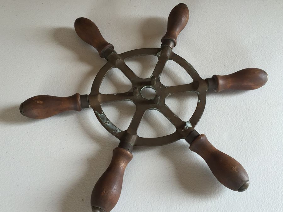 Vintage Brass And Wood Ship's Wheel Trivet [Photo 7]
