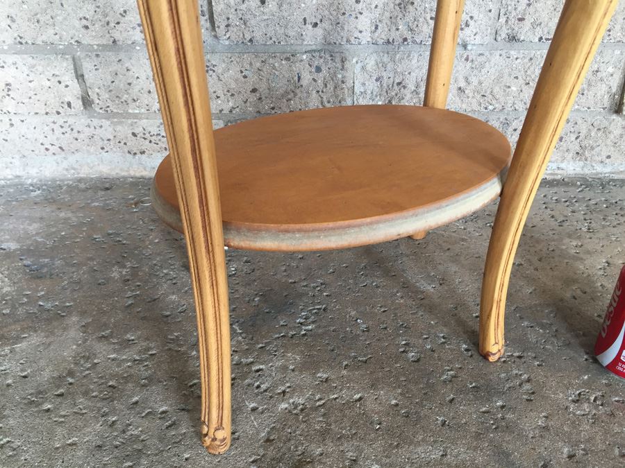 Marble Top Two Tier Wooden Side Table [Photo 9]