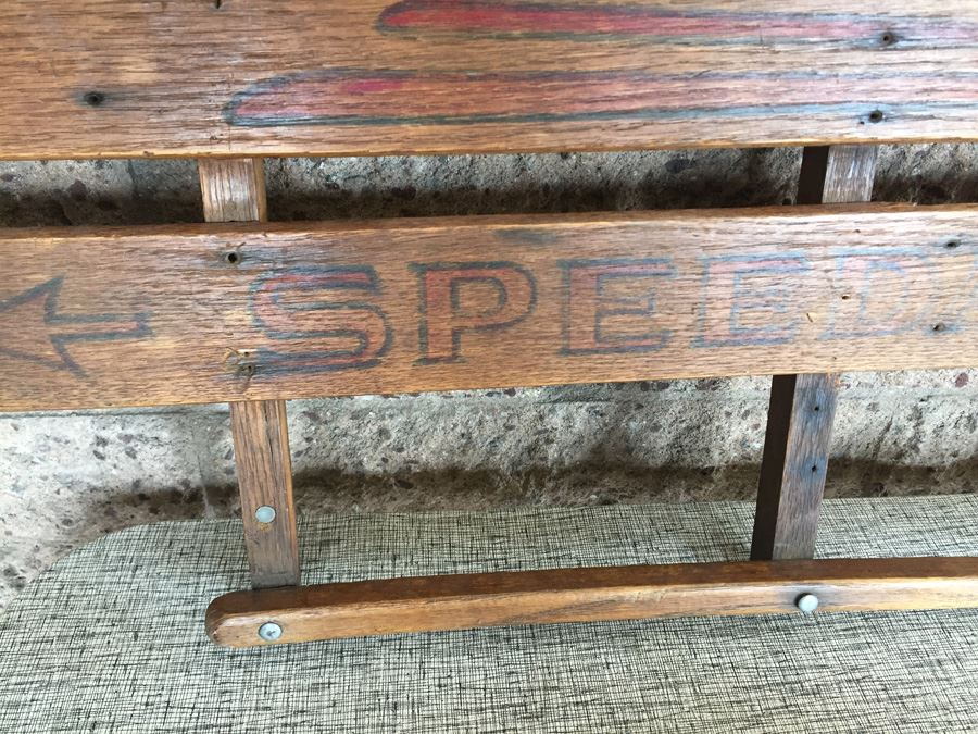 Vintage Speedaway Wooden Sled Reading To Hang On Wall [Photo 8]