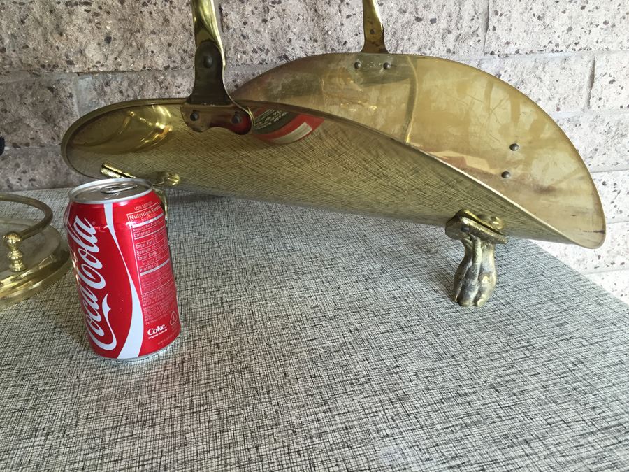 Brass Fireplace Tools And Footed Fireplace Wood Holder [Photo 3]