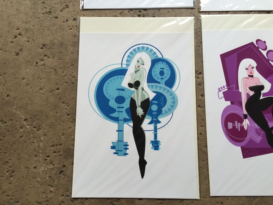 (4) Hand Signed Prints By Senti Mod Music Pin Up Girl Motif [Photo 2]