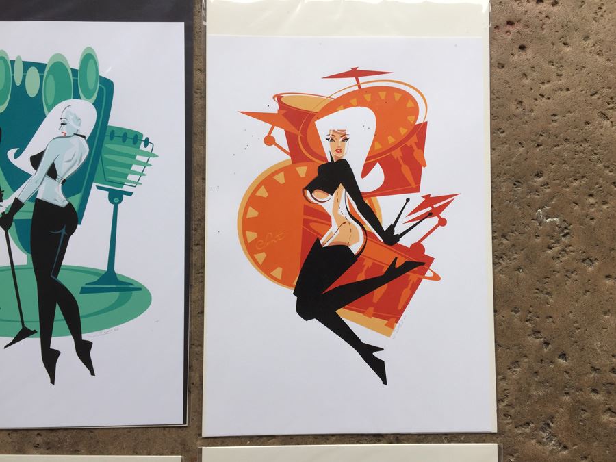 (4) Hand Signed Prints By Senti Mod Music Pin Up Girl Motif [Photo 14]