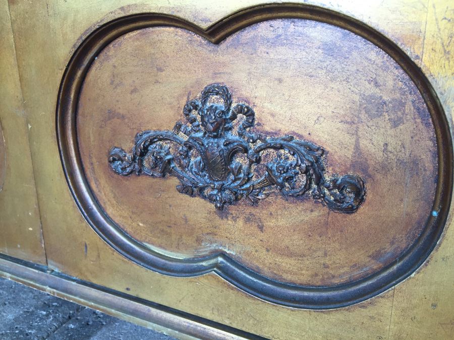 Long Gilt Cabinet With 3 Doors And Detailed Ornamentation [Photo 8]