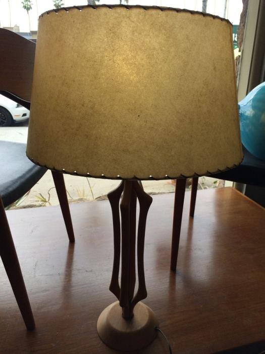 Mid-Century Walnut Table Lamp with Shade [Photo 2]
