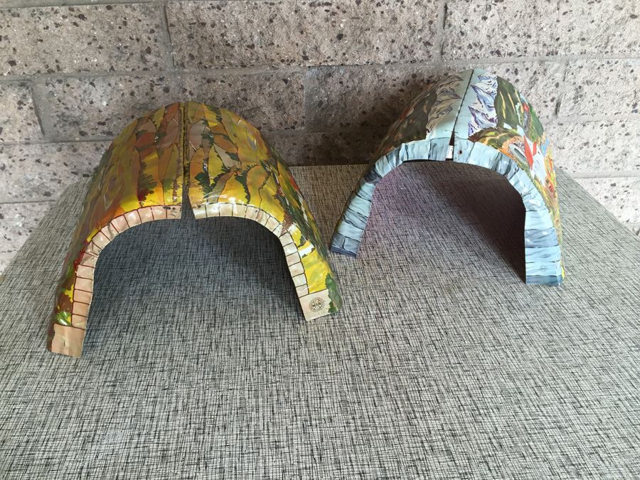 Pair Of Vintage MARX Toys Train Metal Litho Bridges
