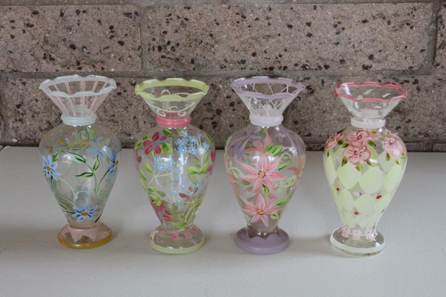 (4) Hand Painted Vases