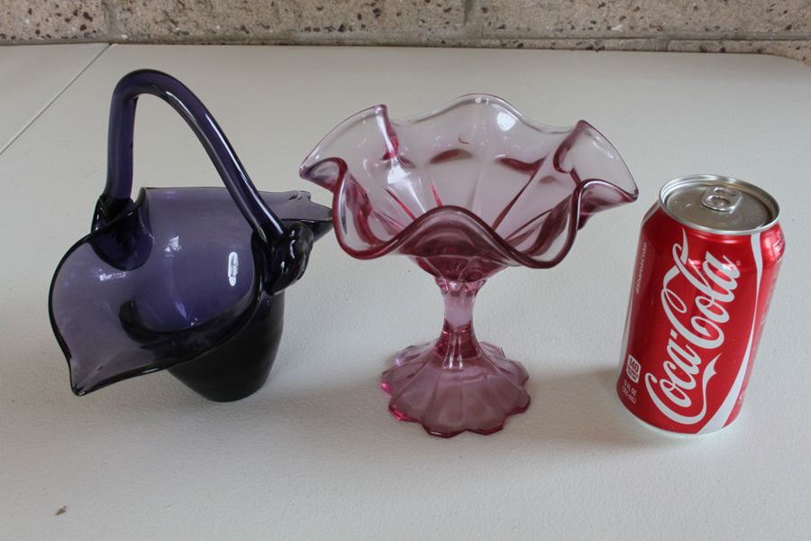 Pink Fenton Glass And Glass Basket [Photo 4]