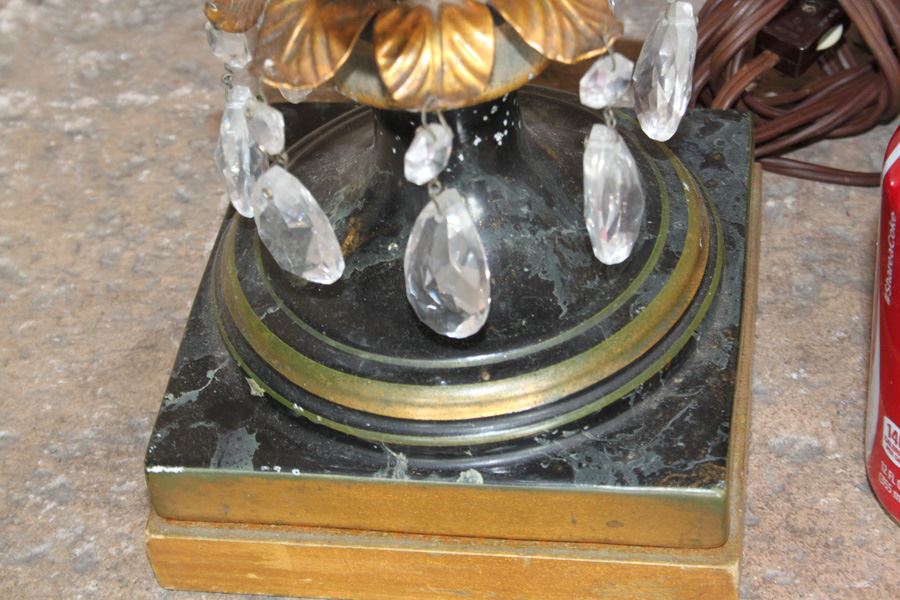 Pair Of Spectacular Italian Gilt Lamps With Crystals [Photo 4]