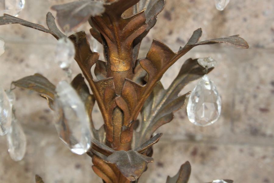 Pair Of Spectacular Italian Gilt Lamps With Crystals [Photo 3]