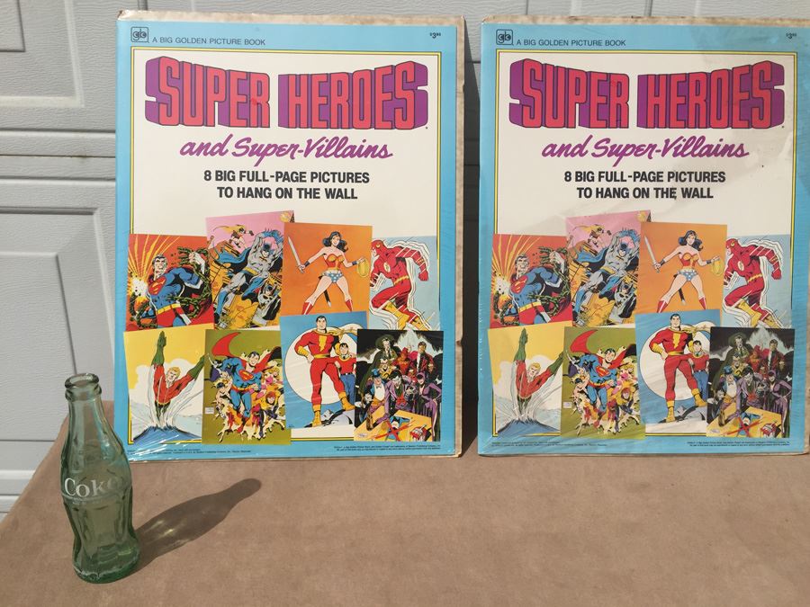 Super Heroes And Super Villains A Big Golden Picture Book New Sealed 1979 DC Comics
