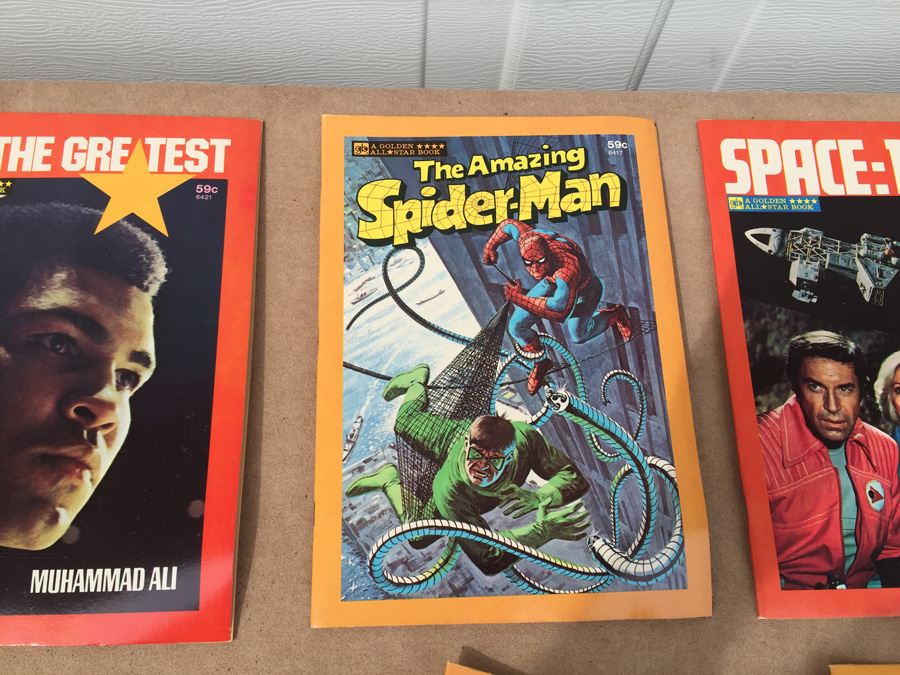 Huge Set Of Golden All Star Books 1977 The Amazing Spider-Man, Muhammad Ali, Space:1999, Fat Albert And The Cosby Kids, Welcome Back Kotter, Donny & Marie, Charlie's Angels, Starsky & Hutch [Photo 2]