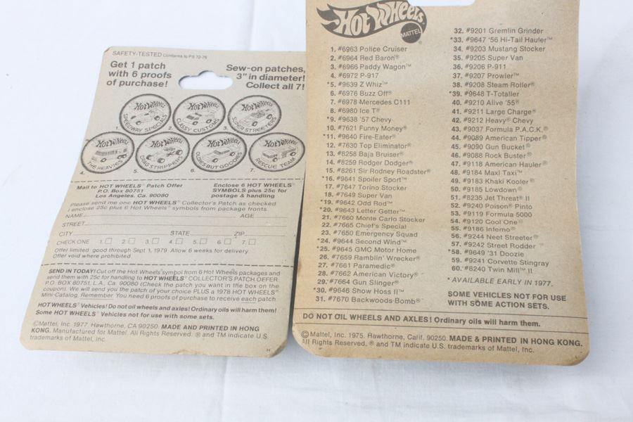 Vintage Hot Wheels 1977 New On Patch Card Classy Customs Science Friction #2018 & 1975 Flying Colors Paramedic #7661 [Photo 4]