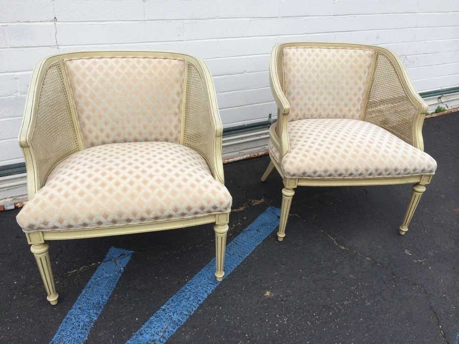 White Side Chairs with Cane Siding
