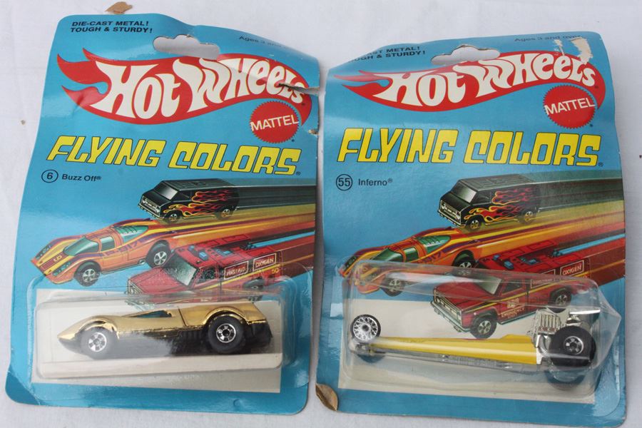 Vintage 1975 Hot Wheels Flying Colors Buzz Off #6 And Inferno #55 [Photo 1]