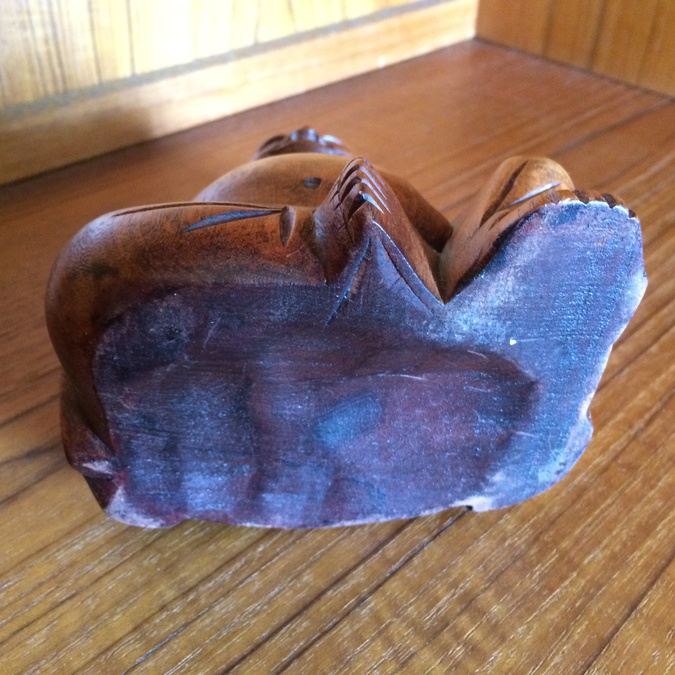 Hand-Carved Wooden Laughing Buddha Statue [Photo 6]