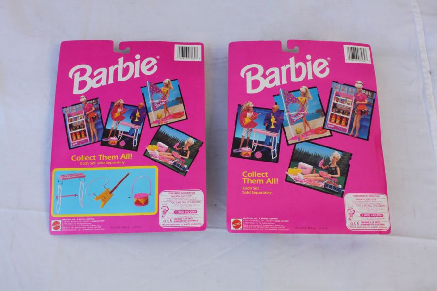 Barbie Sets Mattel On Card Surf Set, Picnic Set, Musical Instruments, Grocery Set, Excercise Set, Classroom Set 1992 [Photo 11]