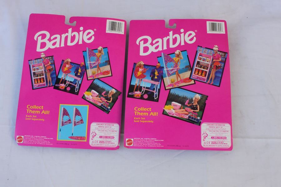Barbie Sets Mattel On Card Surf Set, Picnic Set, Musical Instruments, Grocery Set, Excercise Set, Classroom Set 1992 [Photo 6]