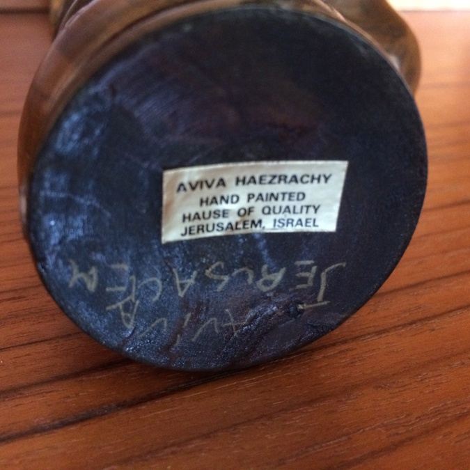 Jerusalem Hand Painted Candlesticks Signed Aviva Haezrachy Israel [Photo 4]