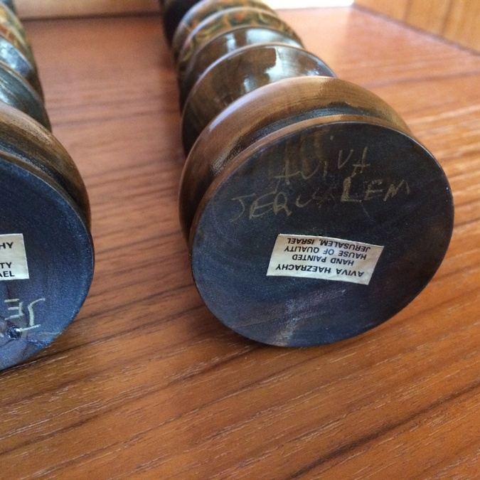 Jerusalem Hand Painted Candlesticks Signed Aviva Haezrachy Israel [Photo 5]