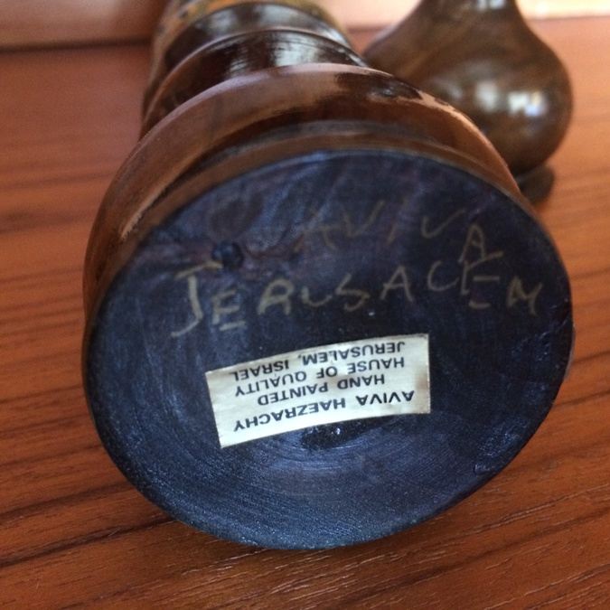 Jerusalem Hand Painted Candlesticks Signed Aviva Haezrachy Israel [Photo 3]
