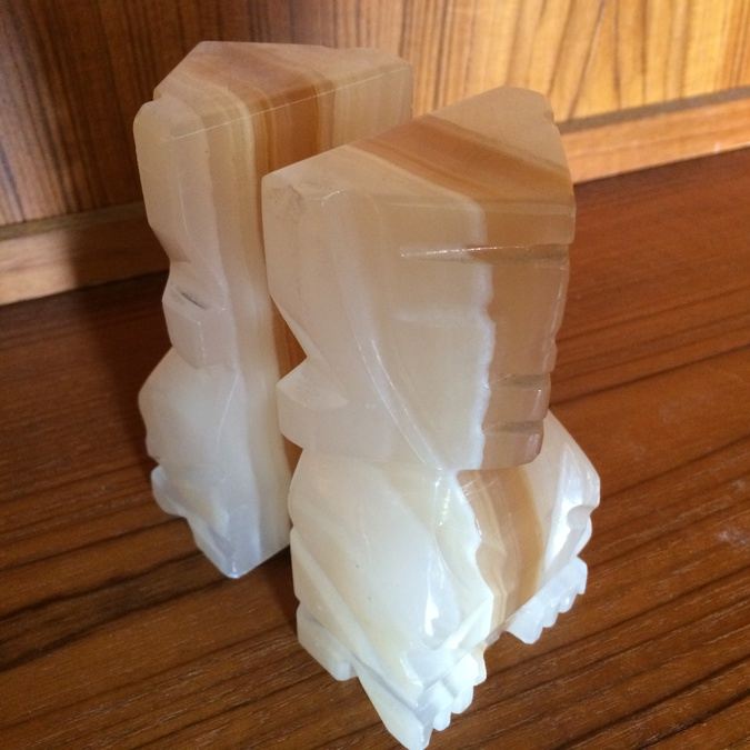 Carved Stone (Onyx?) Bookends