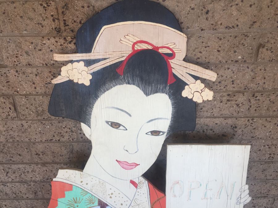 Hand Painted Wooden Sign Japanese KYOTO HOUSE OPEN [Photo 2]