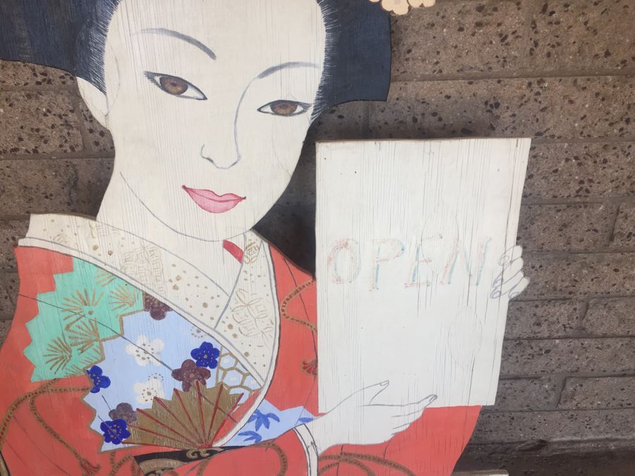 Hand Painted Wooden Sign Japanese KYOTO HOUSE OPEN [Photo 3]