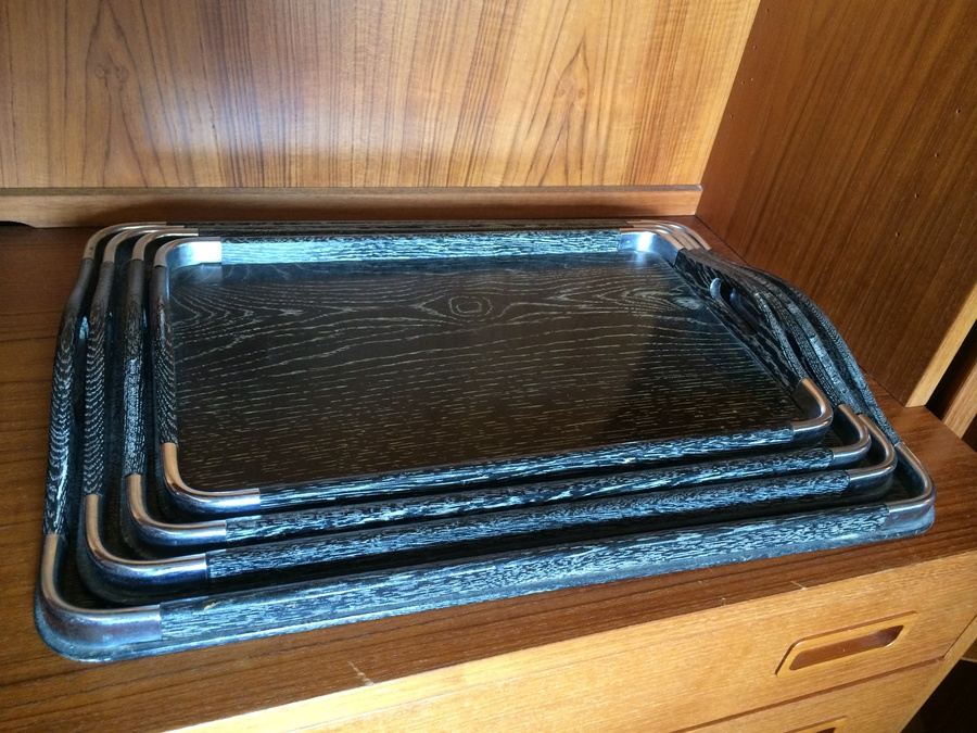Stacking Japanese Woodpecker Woodware Trays [Photo 1]