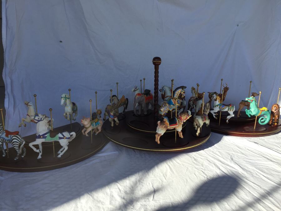 Huge Lot Of Carousel Horses With Wooden Display Stands [Photo 4]