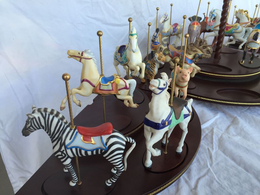 Huge Lot Of Carousel Horses With Wooden Display Stands [Photo 9]